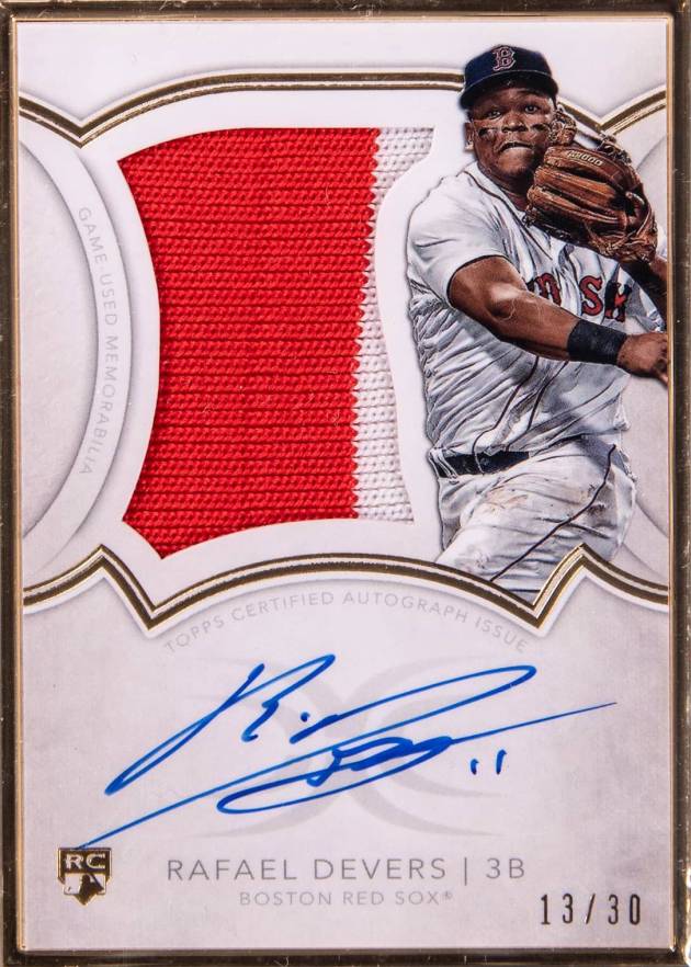 2018 Topps Definitive Framed Autograph Patch Collection Rafael Devers #RD Baseball Card