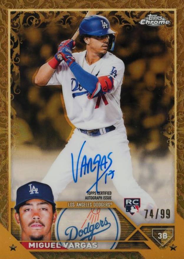 2023 Topps Gilded Collection Topps Chrome Gold Etch Autographs Miguel Vargas #CGAMVA Baseball Card