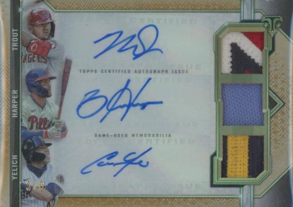 2021 Topps Triple Threads Autographed Relic Combos Bryce Harper #ARCTHY Baseball Card