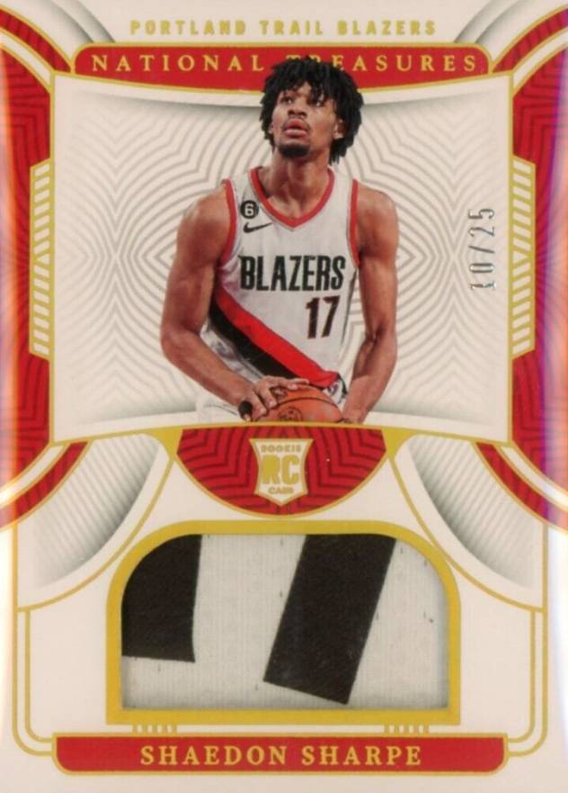 2022 Panini National Treasures Rookie Materials Shaedon Sharpe #SHA Basketball Card