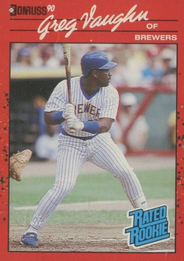 メジャーリーグ　カード　Greg Vaughn Greg Vaughan Milwaukee Brewers 1990 Score Baseball Card #585