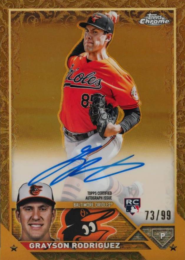 2023 Topps Gilded Collection Topps Chrome Gold Etch Autographs Grayson Rodriguez #CGAGR Baseball Card