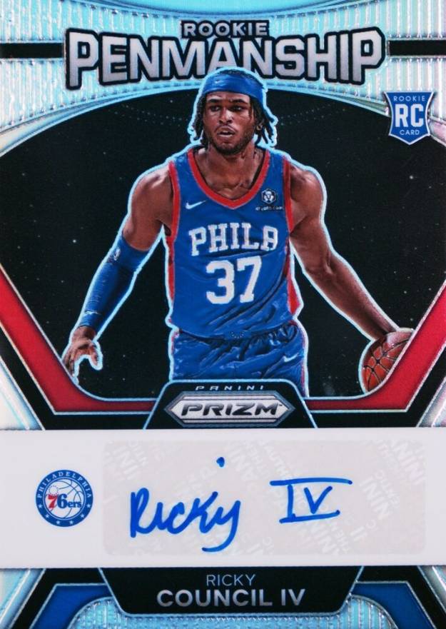 2023 Panini Prizm Rookie Penmanship Ricky Council IV #RPRCV Basketball Card