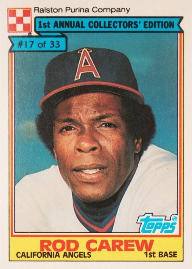 1984 Ralston Purina Hand Cut Rod Carew #17 Baseball Card