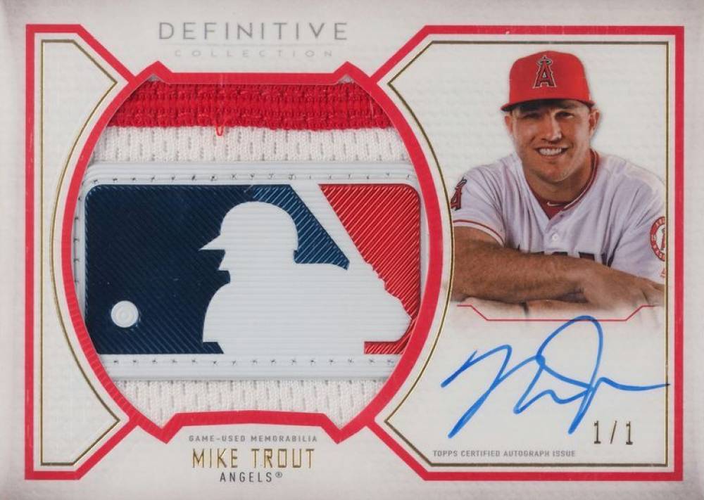 2019 Topps Definitive Collection Autograph Relic Collection Mike Trout #MT Baseball Card