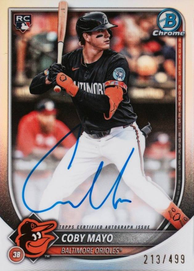 2025 Bowman Chrome Rookie Autographs Coby Mayo #CRACM Baseball Card