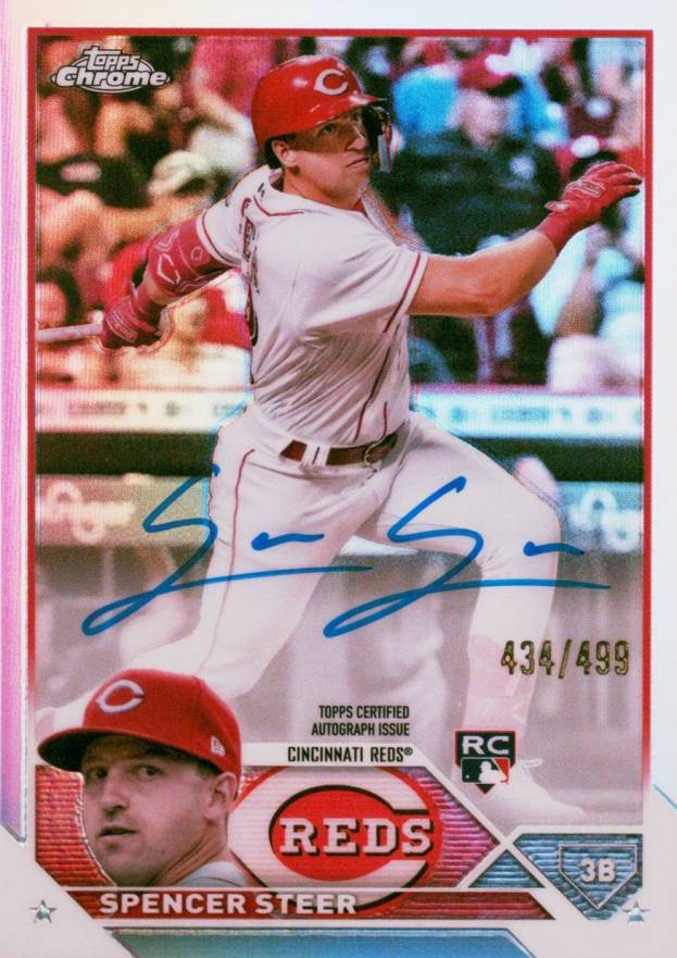 2023 Topps Chrome Rookie Autograph Spencer Steer #RASS Baseball Card