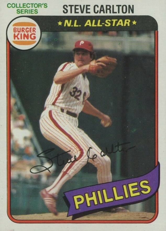 1980 Burger King Pitch, Hit & Run Steve Carlton #2 Baseball Card