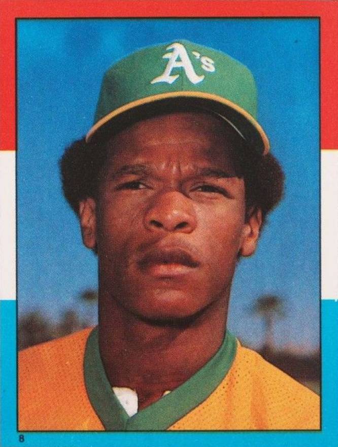 1982 Topps Stickers Rickey Henderson #8 Baseball Card