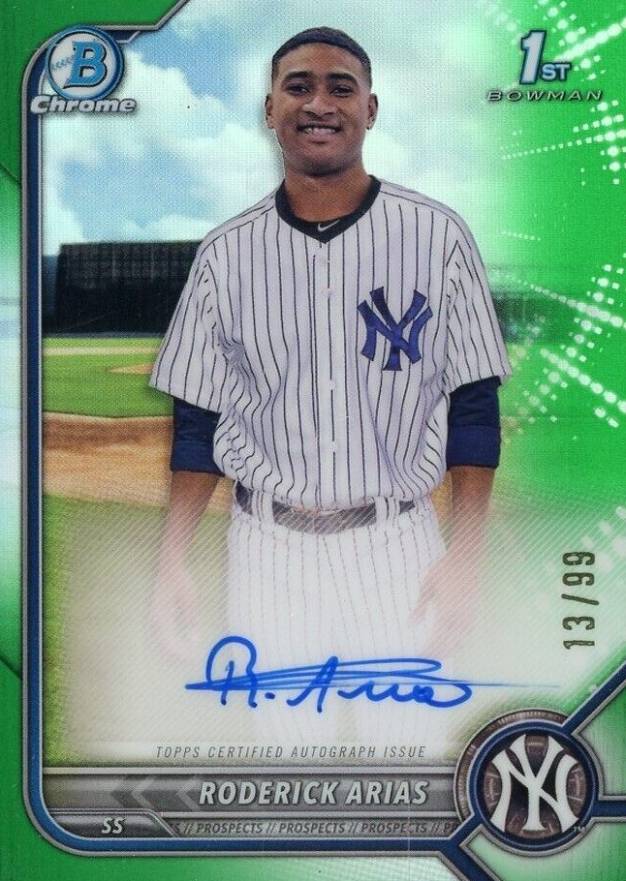 2022 Bowman Chrome Prospect Autographs Roderick Arias #CPARA Baseball Card
