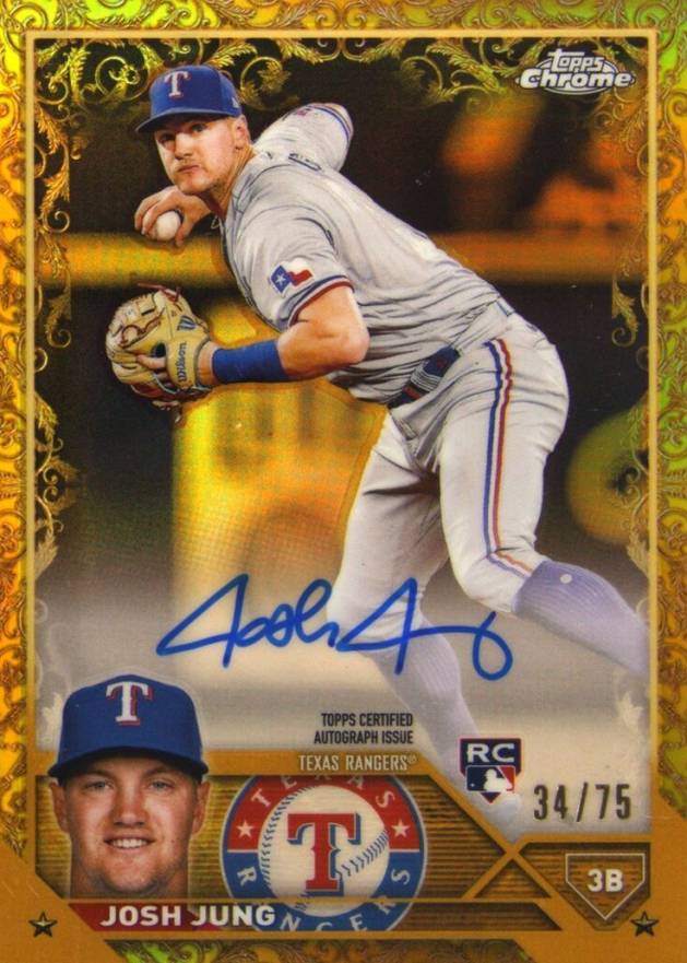 2023 Topps Gilded Collection Topps Chrome Gold Etch Autographs Josh Jung #CGAJJ Baseball Card