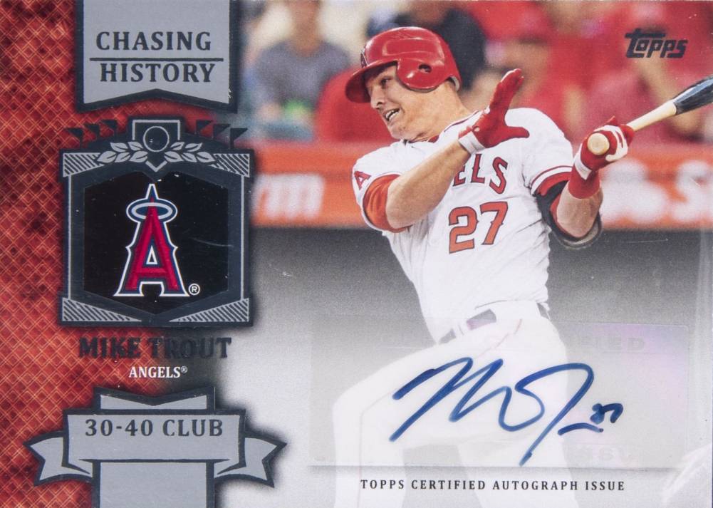 2013 Topps Chasing History Autograph Relic Mike Trout #MIT Baseball Card