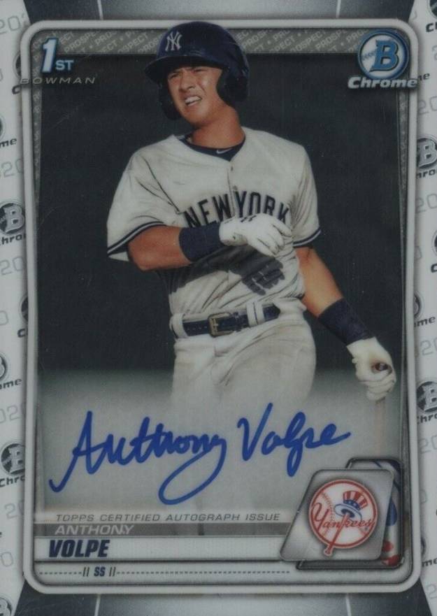 2020 Bowman 1st Edition Chrome Prospect Autograph Anthony Volpe #CPAAV Baseball Card