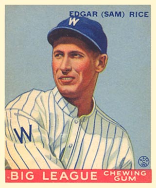 1933 Goudey Sam Rice #134 Baseball Card