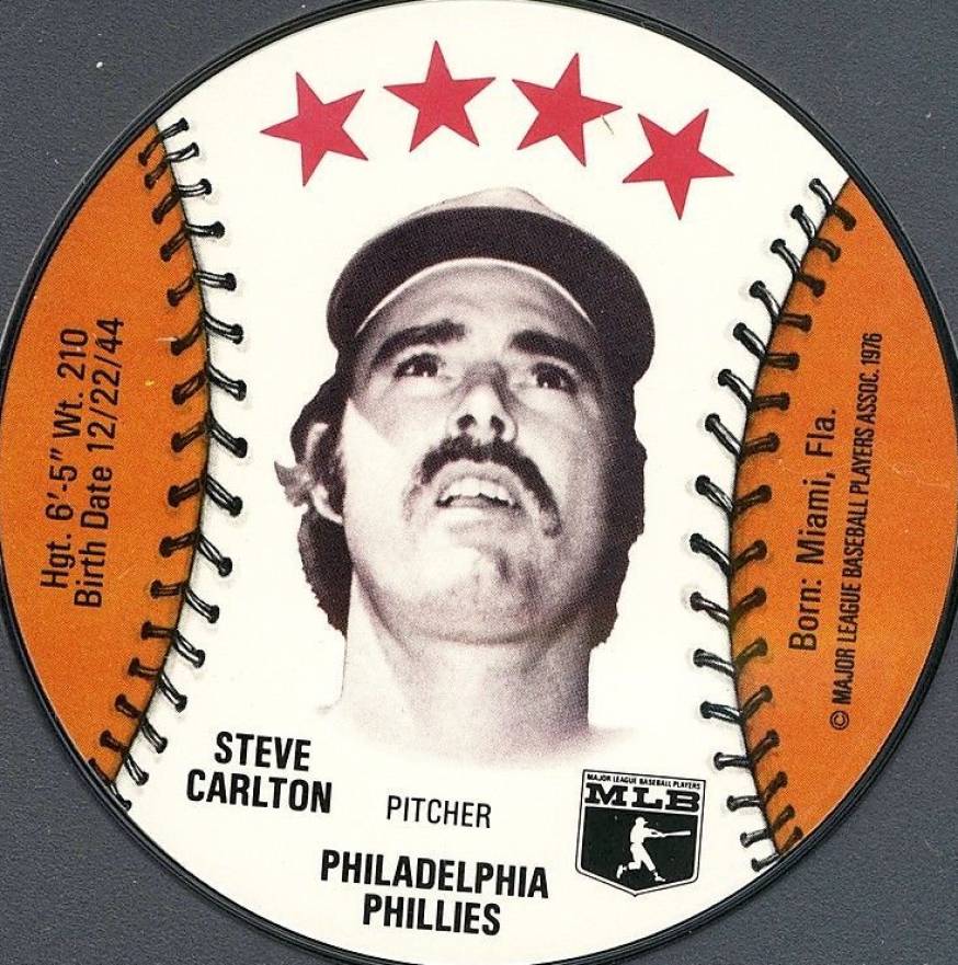 1976 Isaly's Sweet William Disc Steve Carlton # Baseball Card