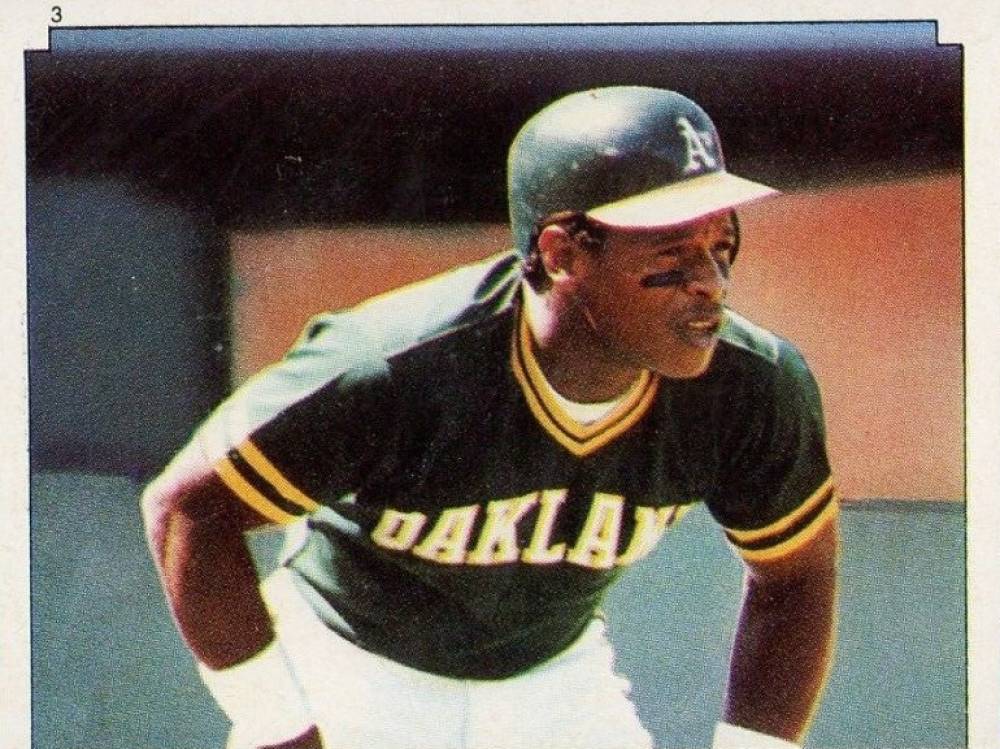 1984 Topps Stickers Rickey Henderson #3 Baseball Card