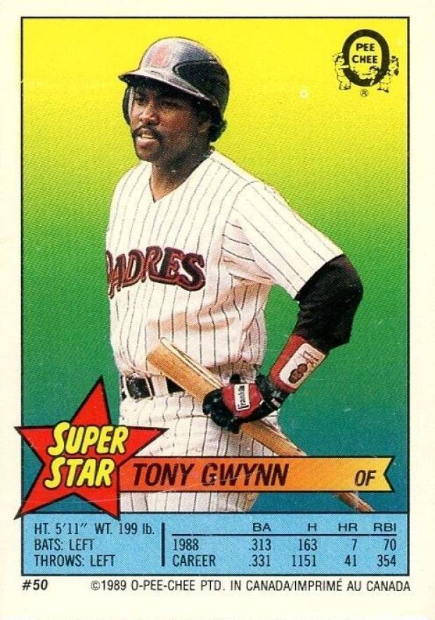 1989 O-Pee-Chee Stickers Tony Gwynn #50/120 Baseball Card
