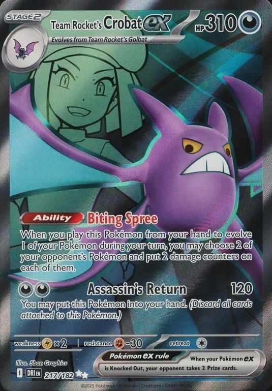 2025 Pokemon DRI EN-Destined Rivals Team Rocket's Crobat EX #217 TCG ...