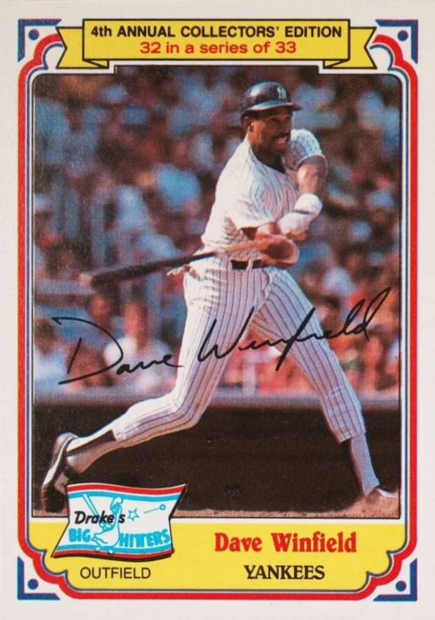 1984 Drake's Dave Winfield #32 Baseball Card