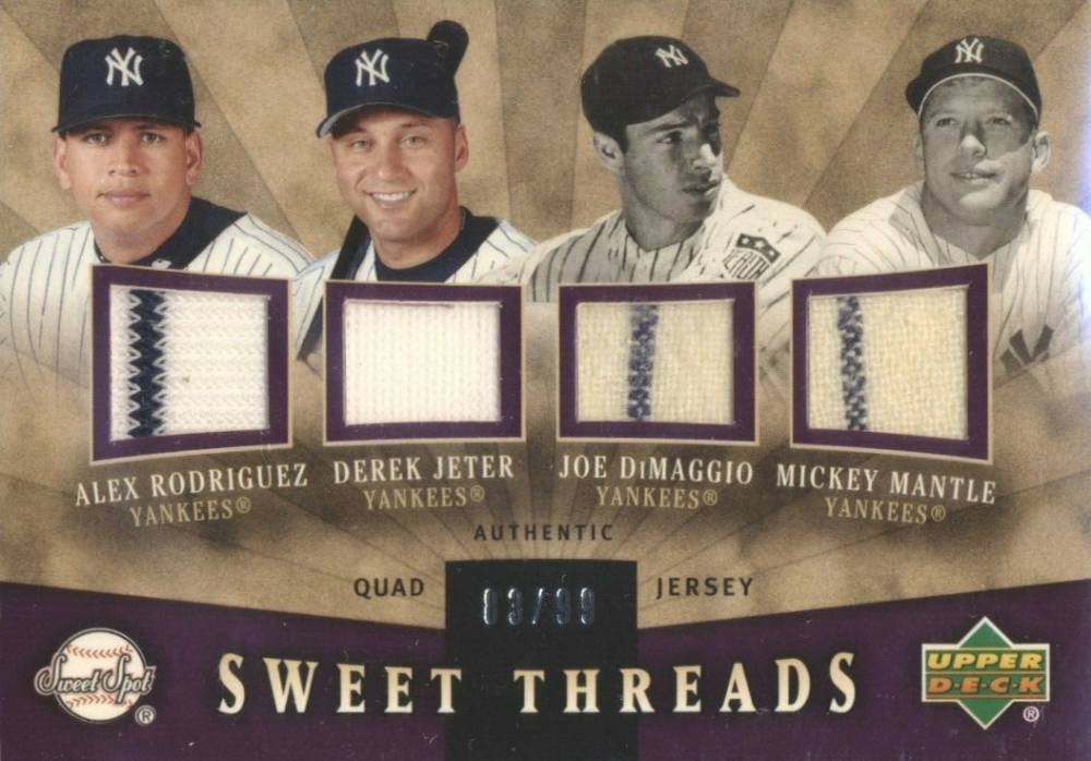 2004 Upper Deck Sweet Spot Sweet Threads Quad Alex Rodriguez #RJDM Baseball Card