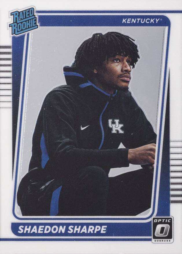2022 Panini Chronicles Draft Picks Donruss Optic Rated Rookie Shaedon Sharpe #21 Basketball Card