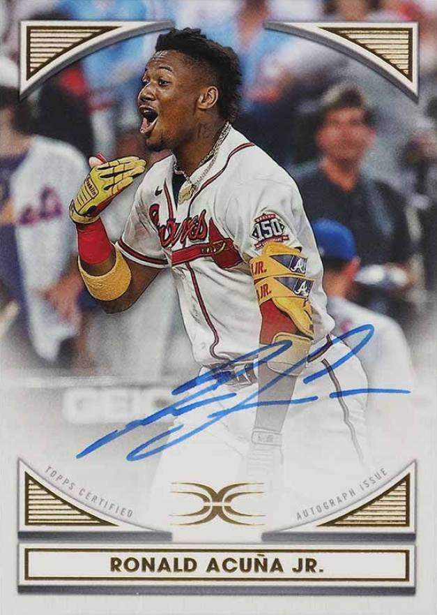 2022 Topps Definitive Defining Images Autograph Collection  Ronald Acuna Jr. #DIARAJ Baseball Card
