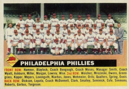 1956 Topps Philadelphia Phillies Team #72gL Baseball Card