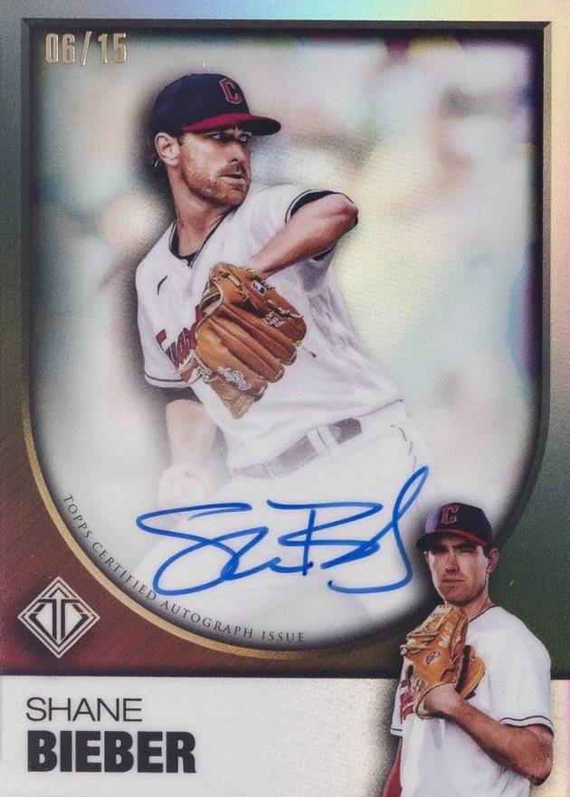 2023 Topps Transcendent Collection Transcendent Icons Chrome Autographs Shane Bieber #SB Baseball Card
