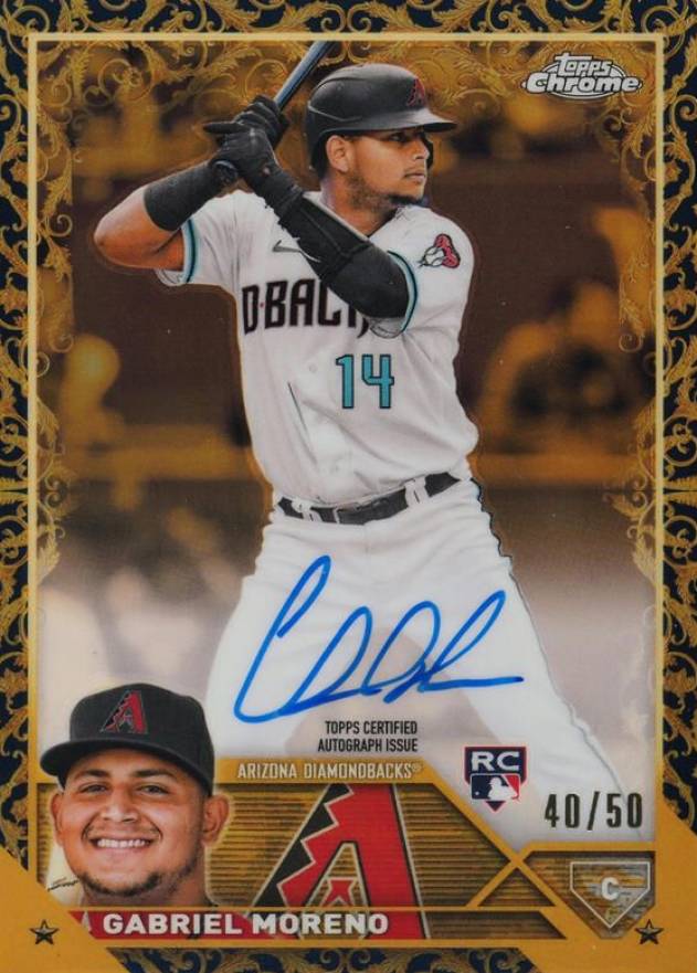 2023 Topps Gilded Collection Topps Chrome Gold Etch Autographs Gabriel Moreno #CGAGMO Baseball Card