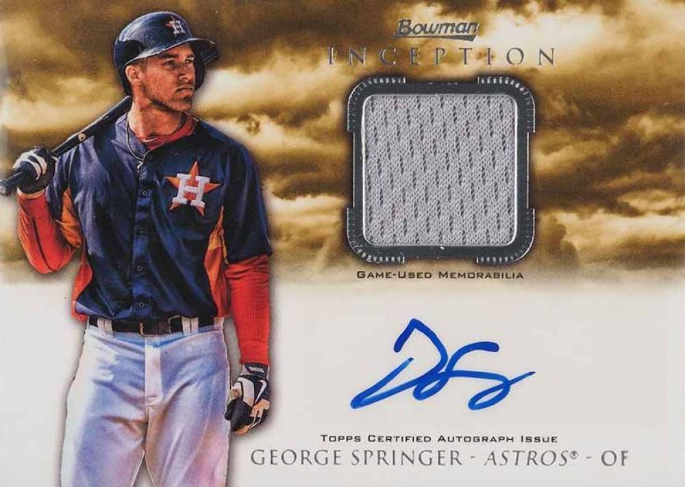 2013 Bowman Inception Relic Autograph George Springer #AR-GS Baseball Card