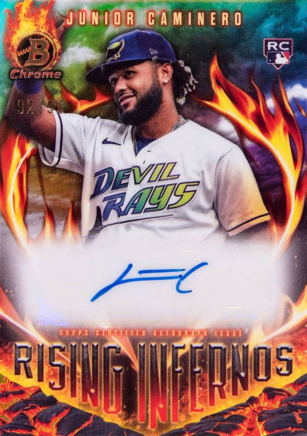 2024 Bowman Rising Infernos Autographs Junior Caminero #RIAJC Baseball Card