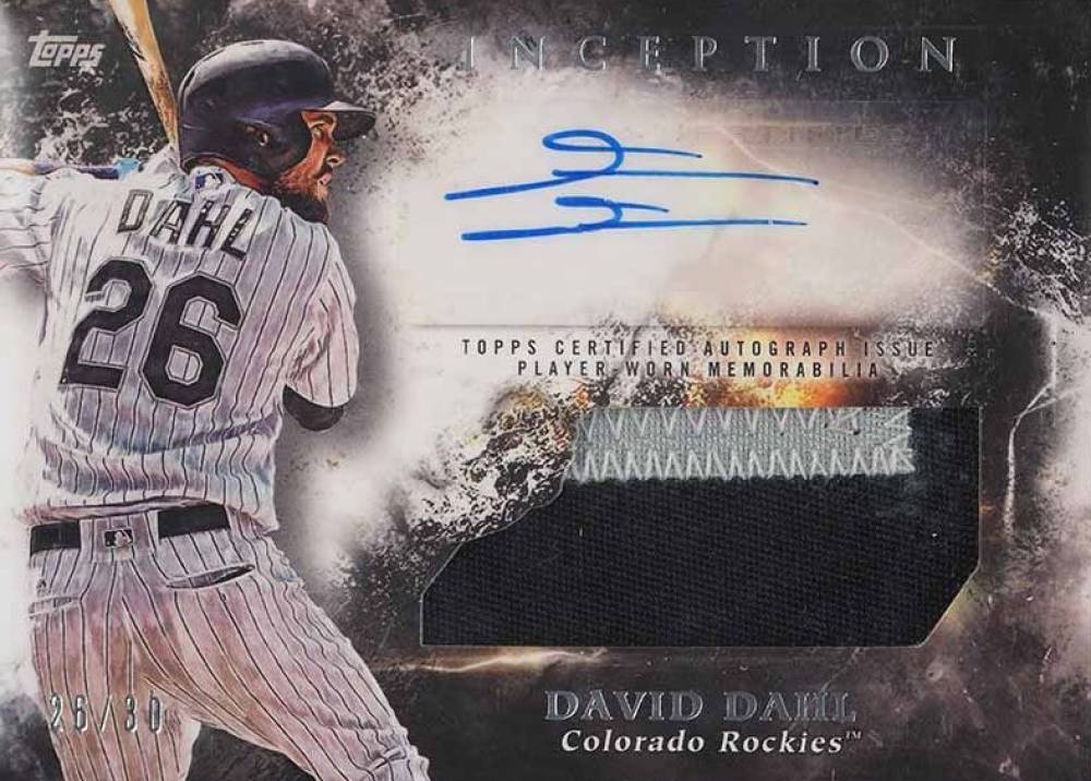 2018 Topps Inception Autograph Patch David Dahl #IAPDD Baseball Card