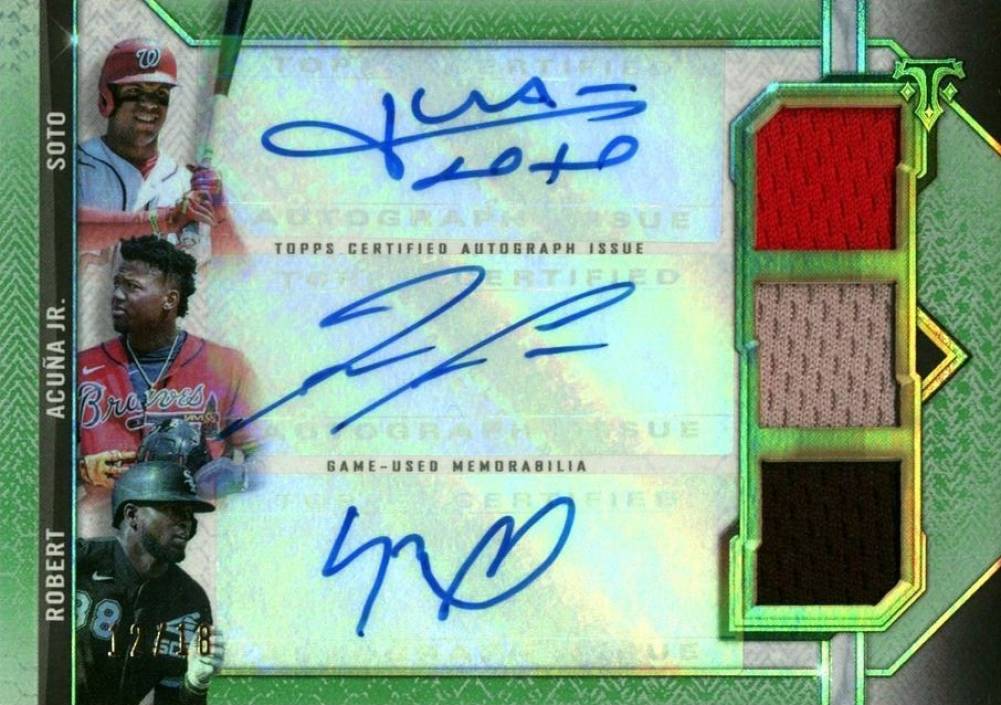 2021 Topps Triple Threads Autographed Relic Combos Juan Soto #ARCSAR Baseball Card