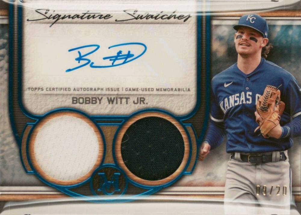 2023 Topps Museum Collection Single-Player Signature Swatches Dual Relic Autographs Bobby Witt Jr. #BWJ Baseball Card