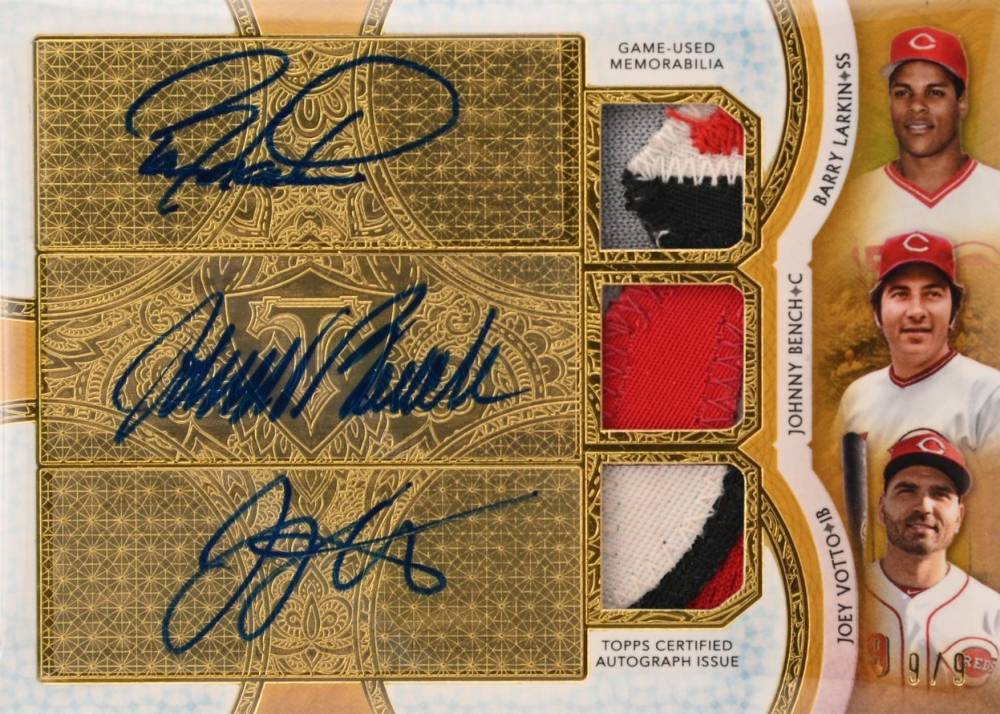 2018 Topps Triple Threads Autograph Relic Combo Barry Larkin #BKJ Baseball Card