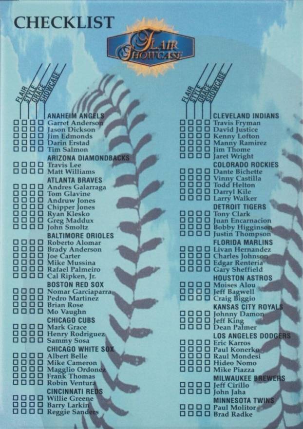 1998 Flair Showcase Checklist # Baseball Card