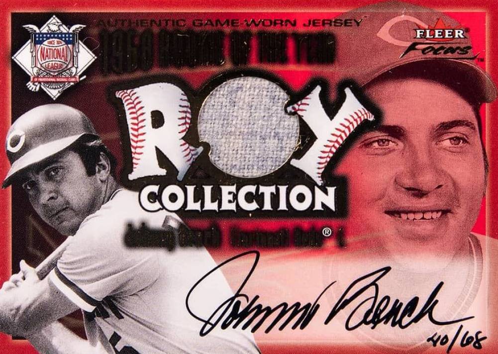 2001 Fleer Focus R.O.Y. Collection Memorabilia Johnny Bench # Baseball Card
