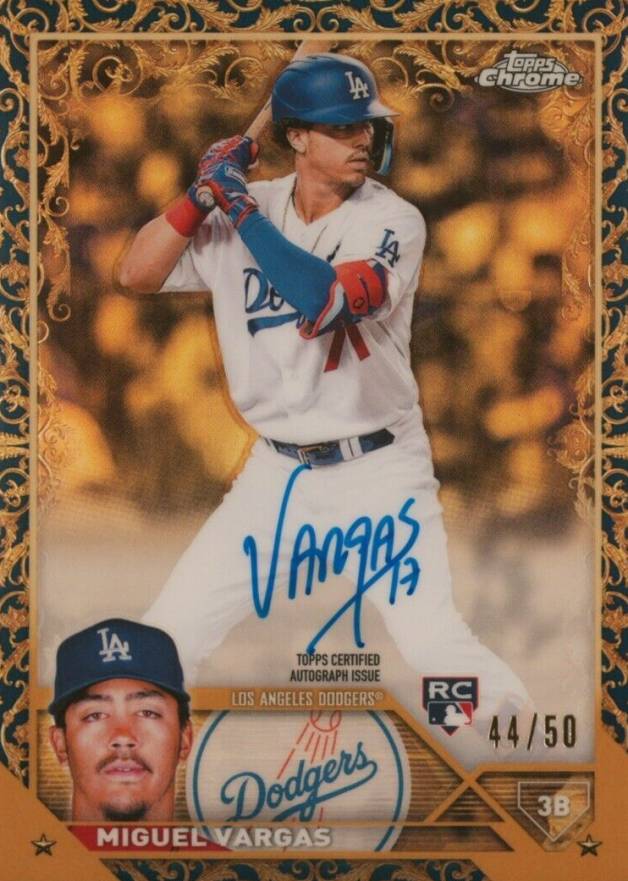2023 Topps Gilded Collection Topps Chrome Gold Etch Autographs Miguel Vargas #CGAMVA Baseball Card