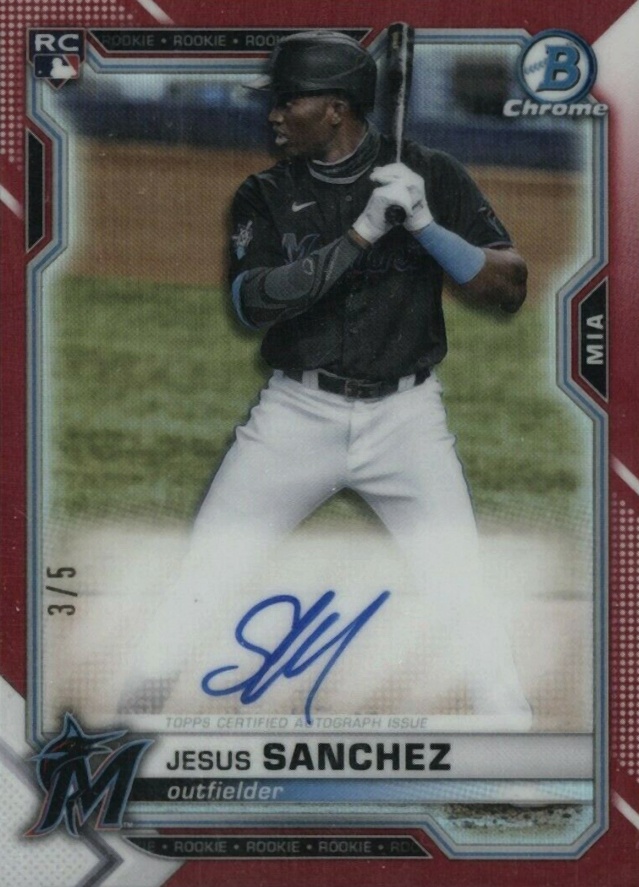 2021 Bowman Chrome Rookie Autographs Jesus Sanchez #BCRAJS Baseball Card