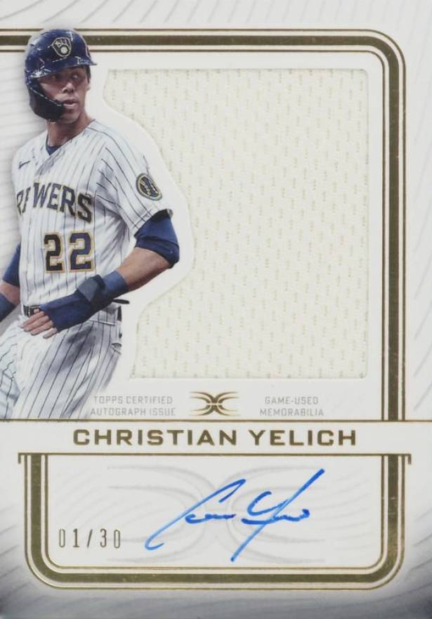 2023 Topps Definitive Collection Autograph Relic Collection Christian Yelich #ARCCY Baseball Card