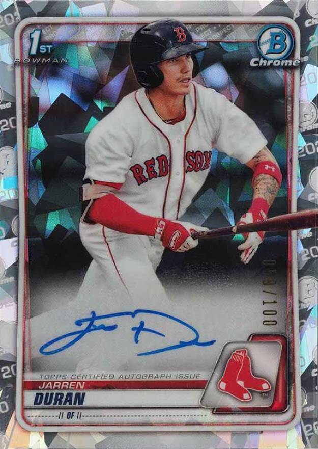 2020 Bowman Chrome Prospect Autographs Jarren Duran #CPAJD Baseball Card