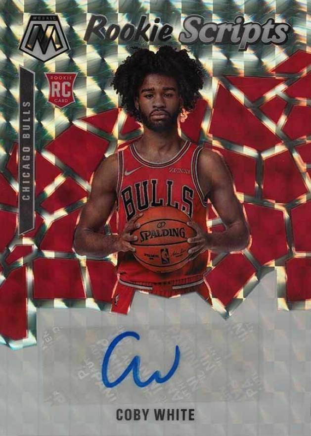2019 Panini Mosaic Rookie Scripts Coby White #RSCBW Basketball Card