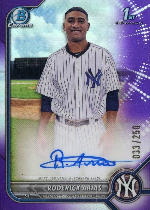 2022 Bowman Chrome Prospect Autographs Roderick Arias #CPARA Baseball Card