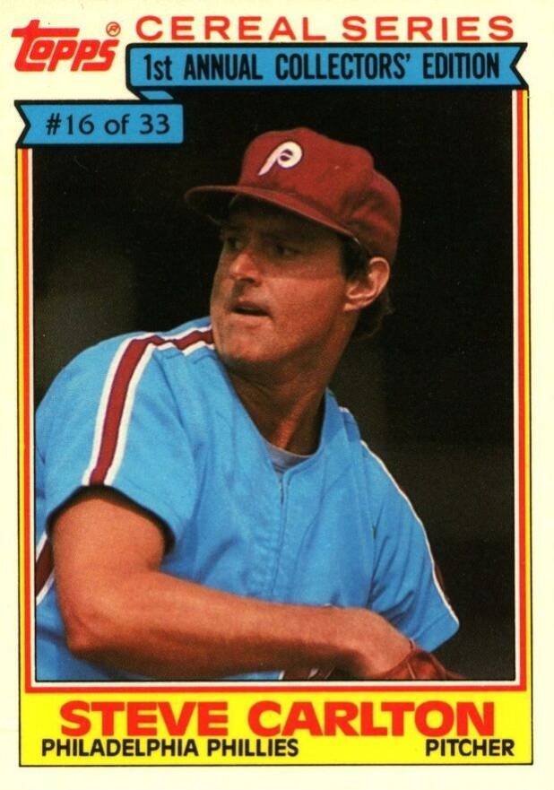 1984 Topps Cereal Series Steve Carlton #16 Baseball Card