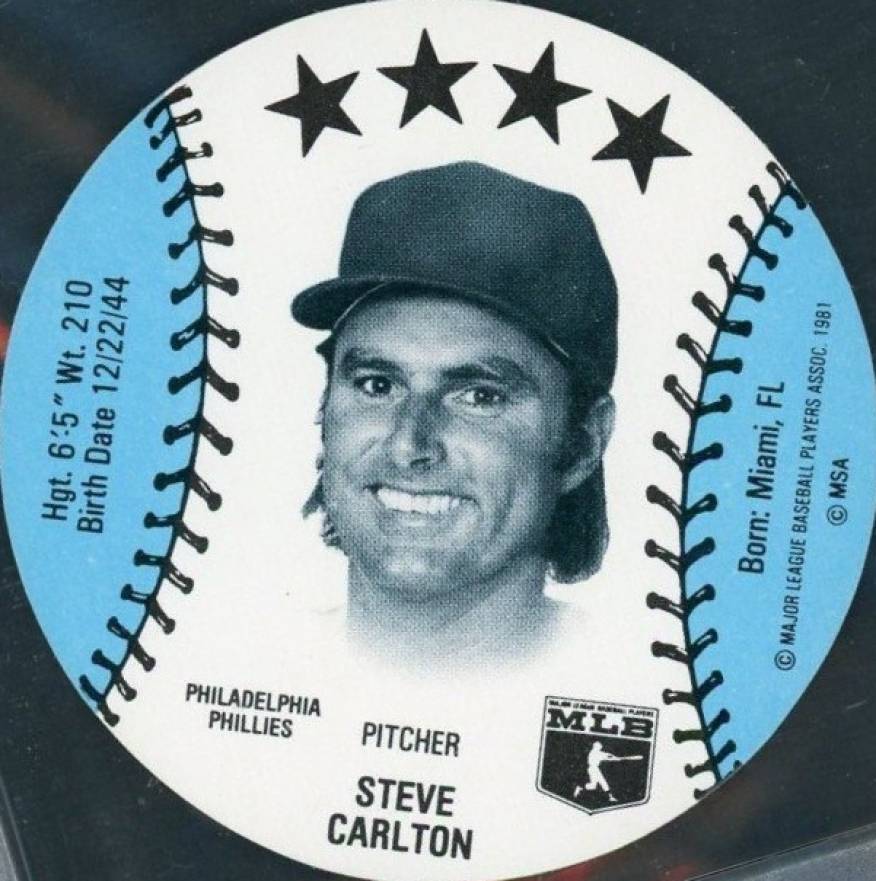 1981 MSA Discs Peter Pan/Sunbeam Bakery Steve Carlton # Baseball Card