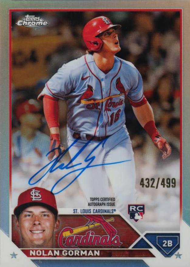 2023 Topps Chrome Rookie Autograph Nolan Gorman #RANGO Baseball Card