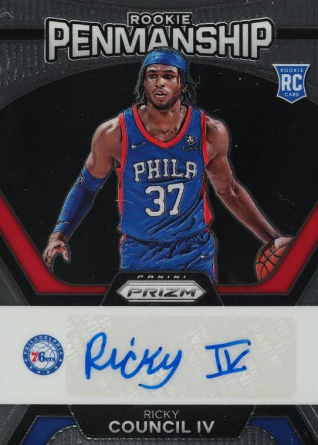 2023 Panini Prizm Rookie Penmanship Ricky Council IV #RPRCV Basketball Card
