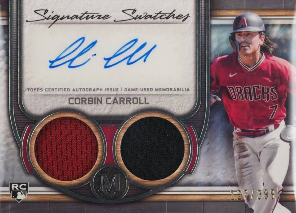 2023 Topps Museum Collection Single-Player Signature Swatches Dual Relic Autographs Corbin Carroll #CC Baseball Card