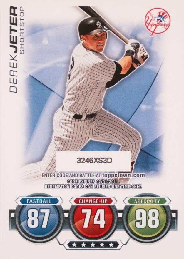 2010 Topps Update Attax Code Card Derek Jeter # Baseball Card