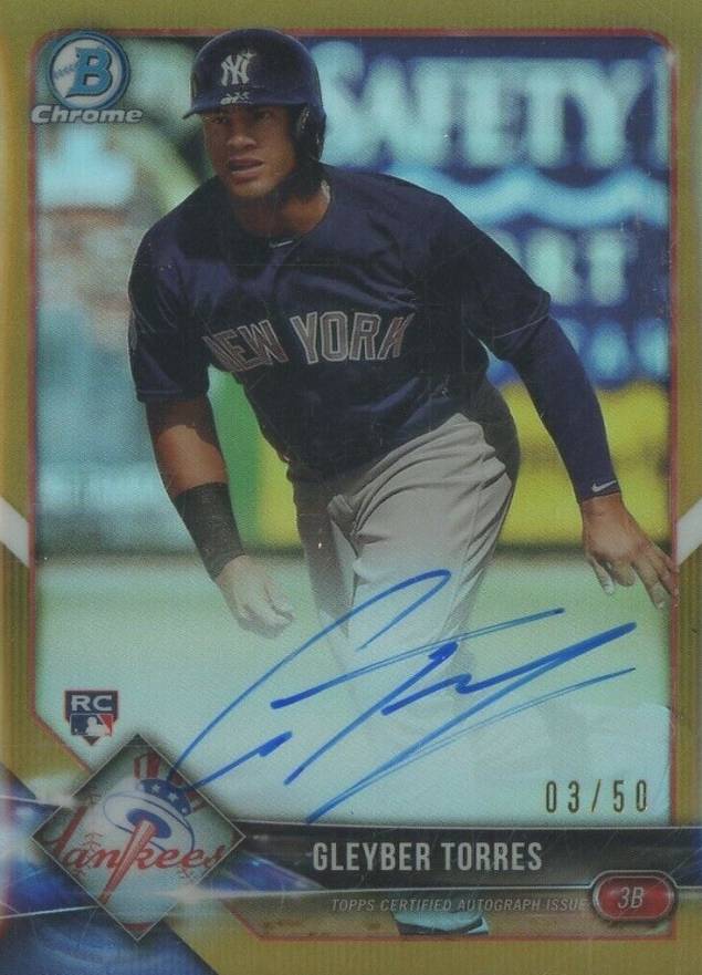 2018 Bowman Chrome Rookie Autograph Gleyber Torres #BCRAGT Baseball Card
